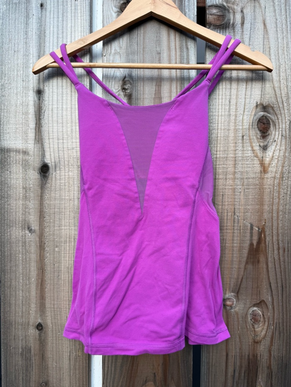 Lululemon Tank Top Small Purple Magenta Crossback Built-In Bra Mesh Panel Yoga